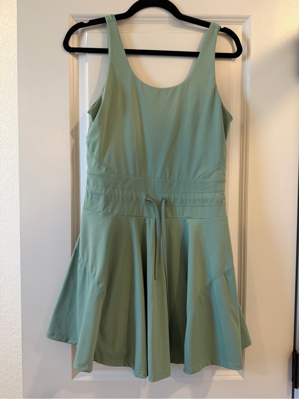 Ladies Mint Green Scoop Neck Casual Dress with Tie Waist